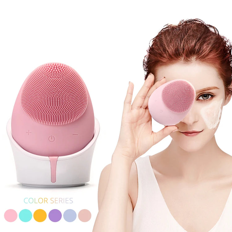 Wireless Electric Silicone Cleansing Brush Sonic Vibration Massage Tool