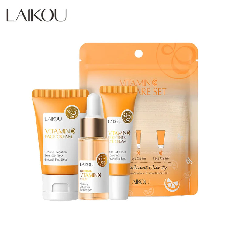 LAIKOU 3-Piece Vitamin C 24K Gold Skincare Set | Face & Eye Care