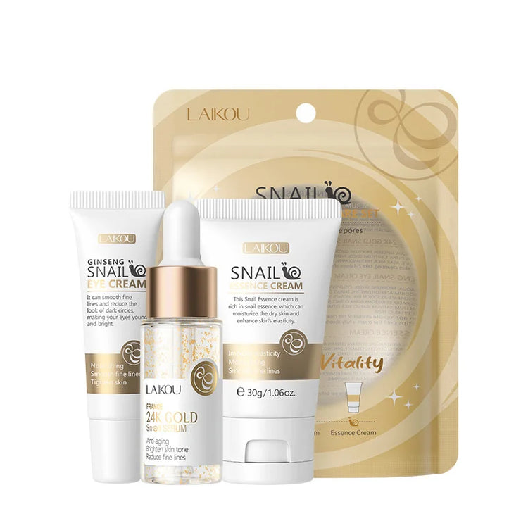 LAIKOU 3-Piece Vitamin C 24K Gold Skincare Set | Face & Eye Care